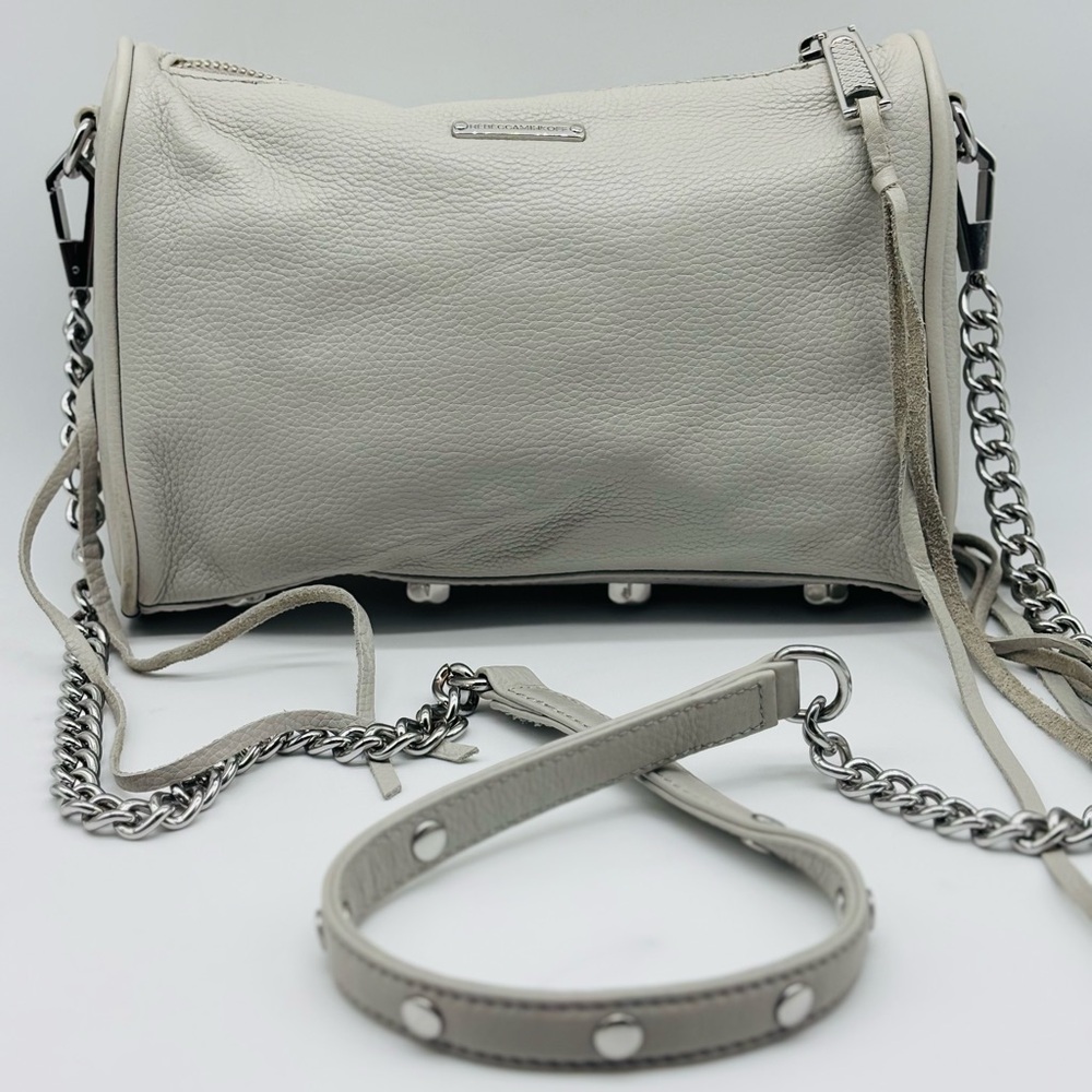 Elegant Rebecca Minkoff Cream Leather Crossbody Shoulder Bag